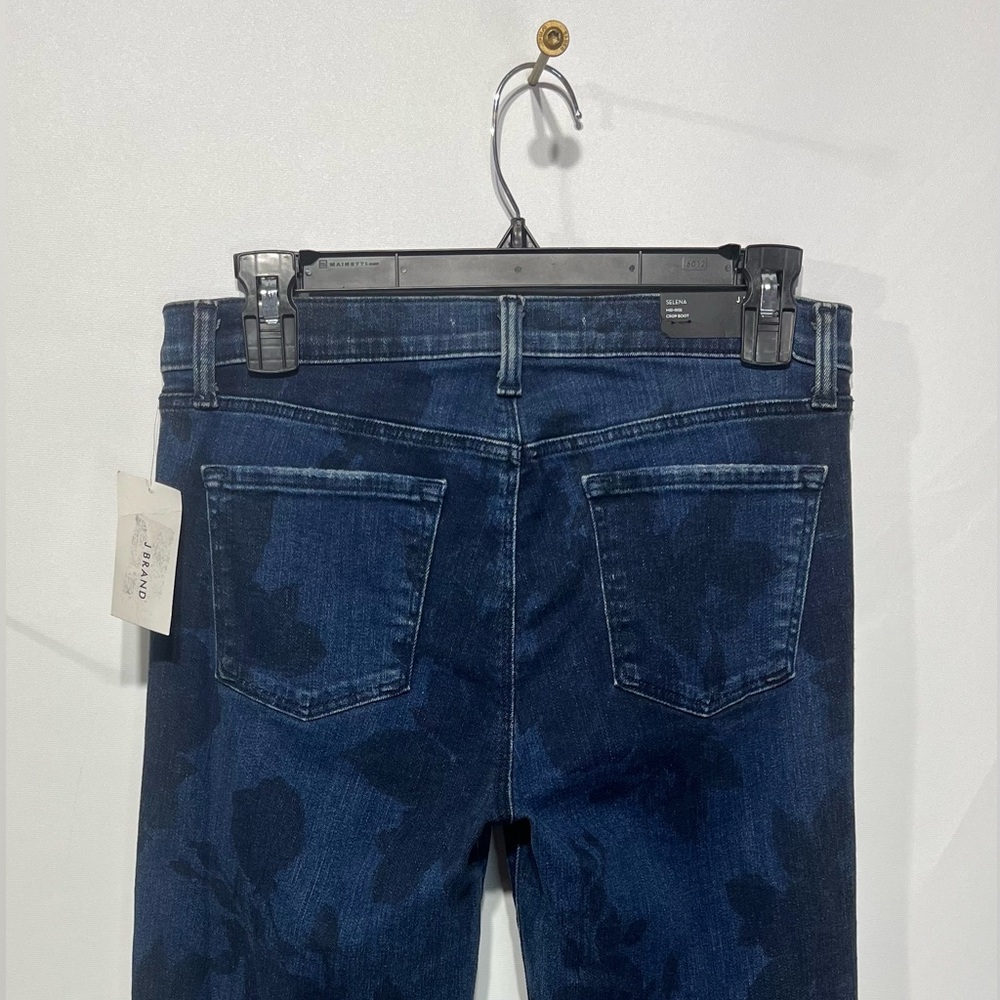 J Brand Selena Dark Blue Floral Women's Cropped Jeans Size 28 Inseam 26” NWT - Picture 4 of 9